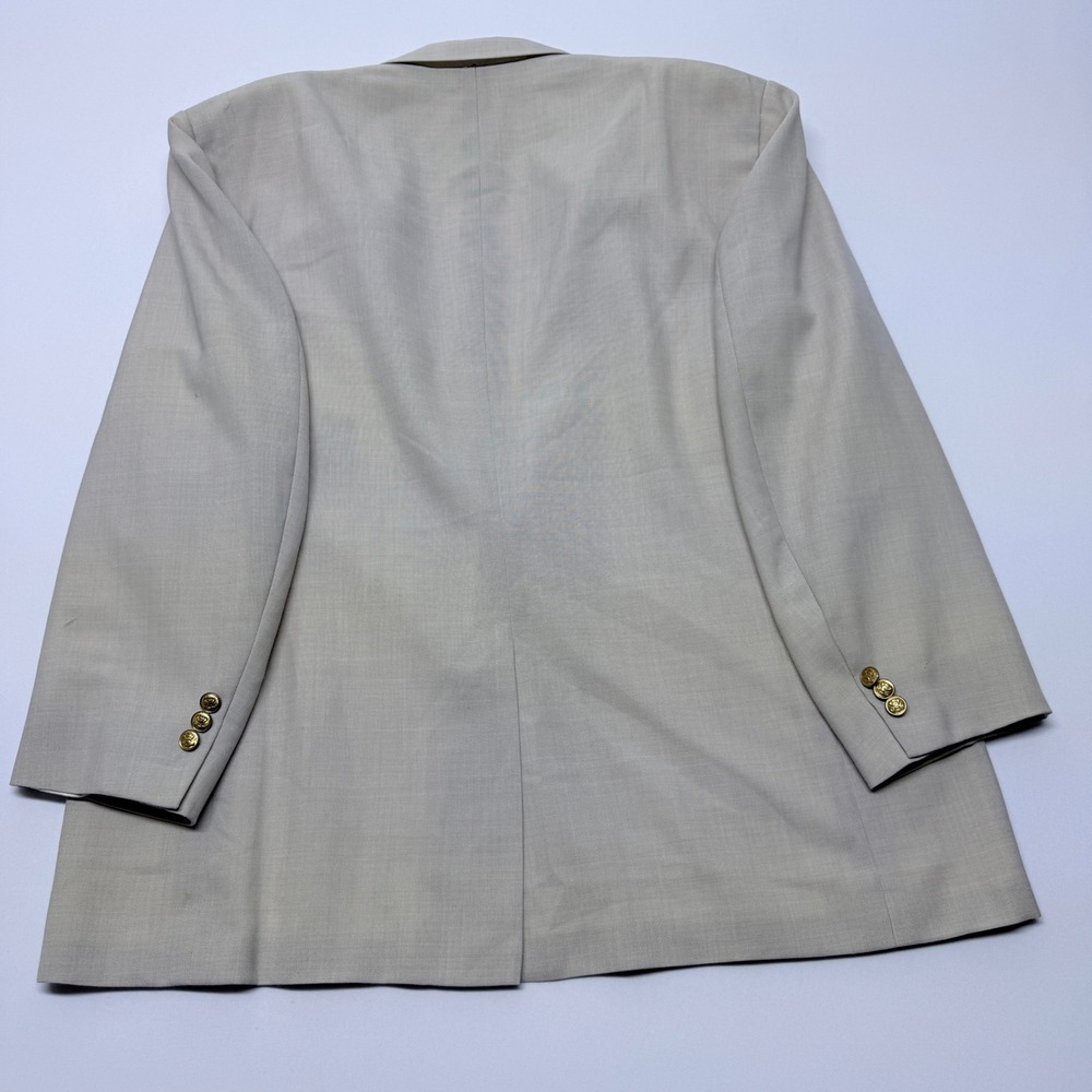 Palm Beach Mens Vintage Tan Blazer Sport Coat Gold Crest Buttons Big Tall USA